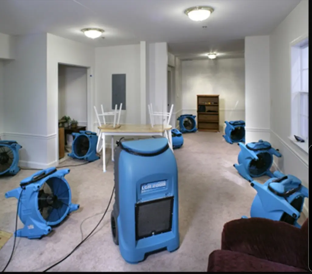 Air movers and dehumidifier setup for Water Extraction & Removal in The Meadows